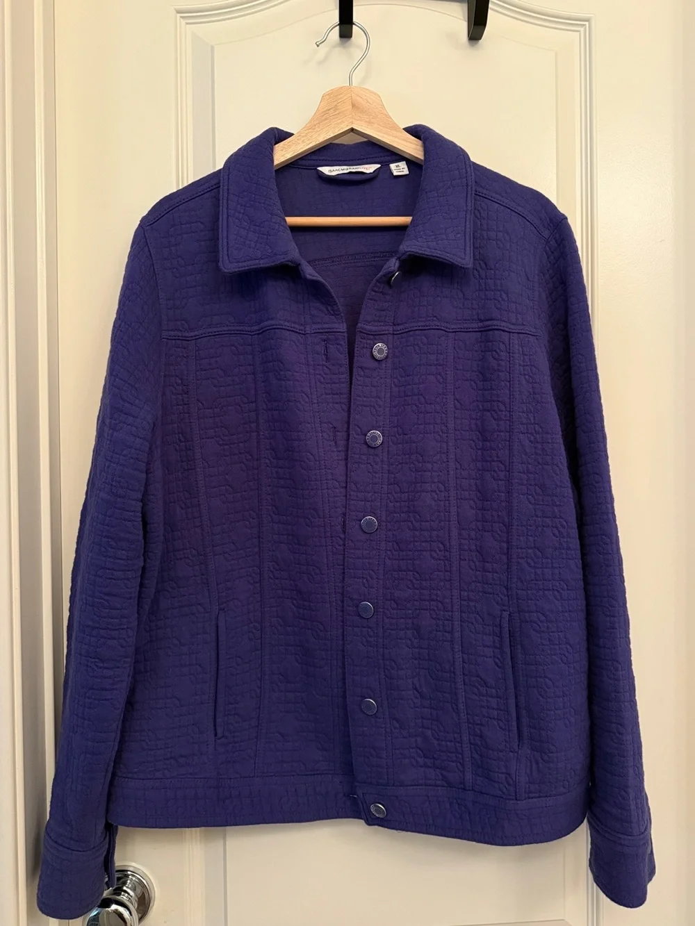 Isaac Mizrahi Deep Purple Quilted Snap-Front Jacket